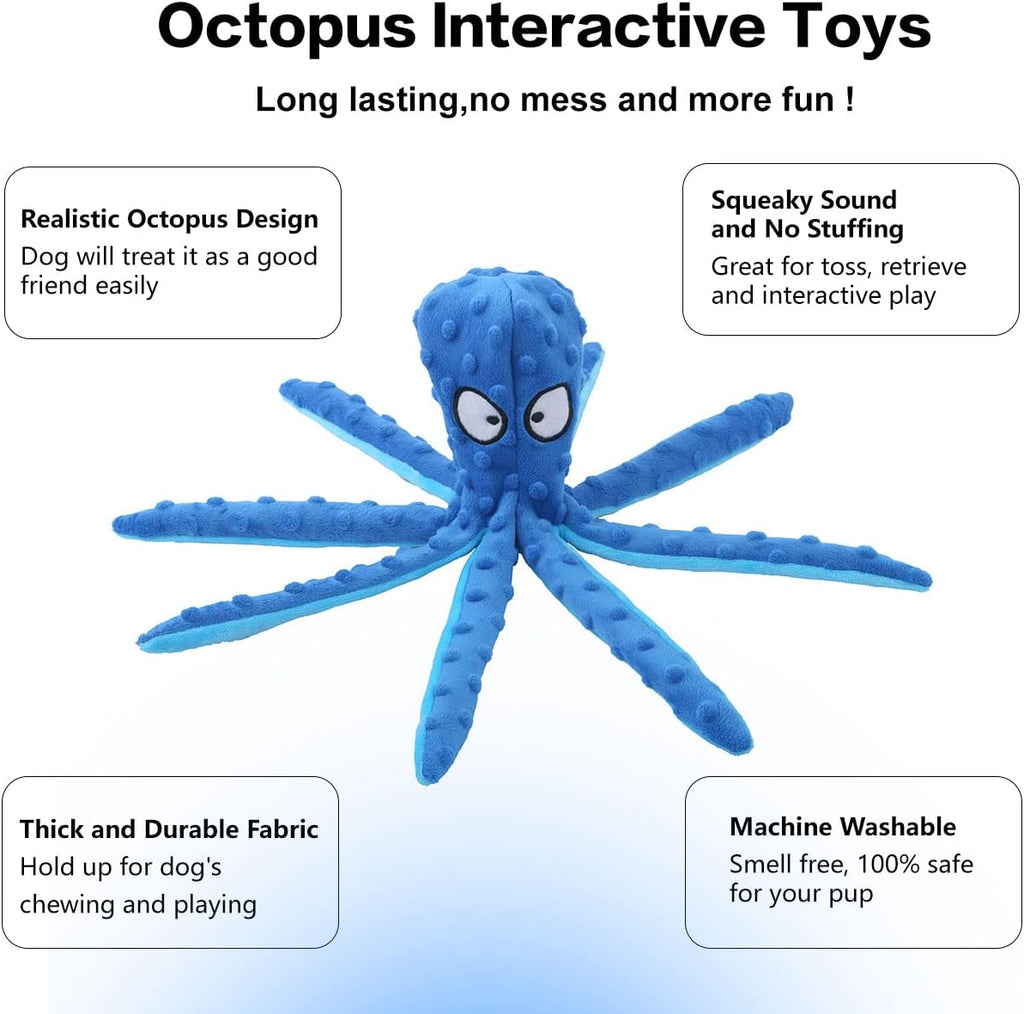 Squeaky Crinkly Octopus Dog Toy
