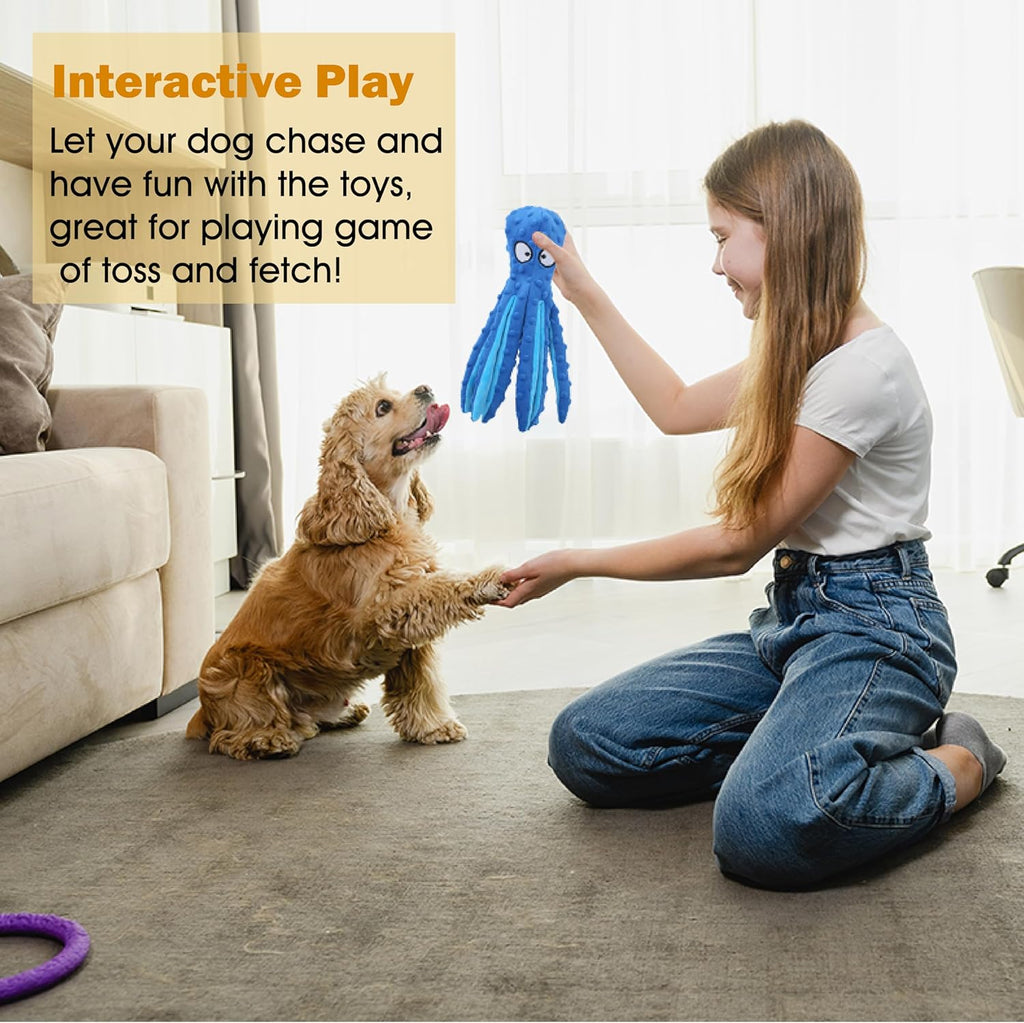 Squeaky Crinkly Octopus Dog Toy