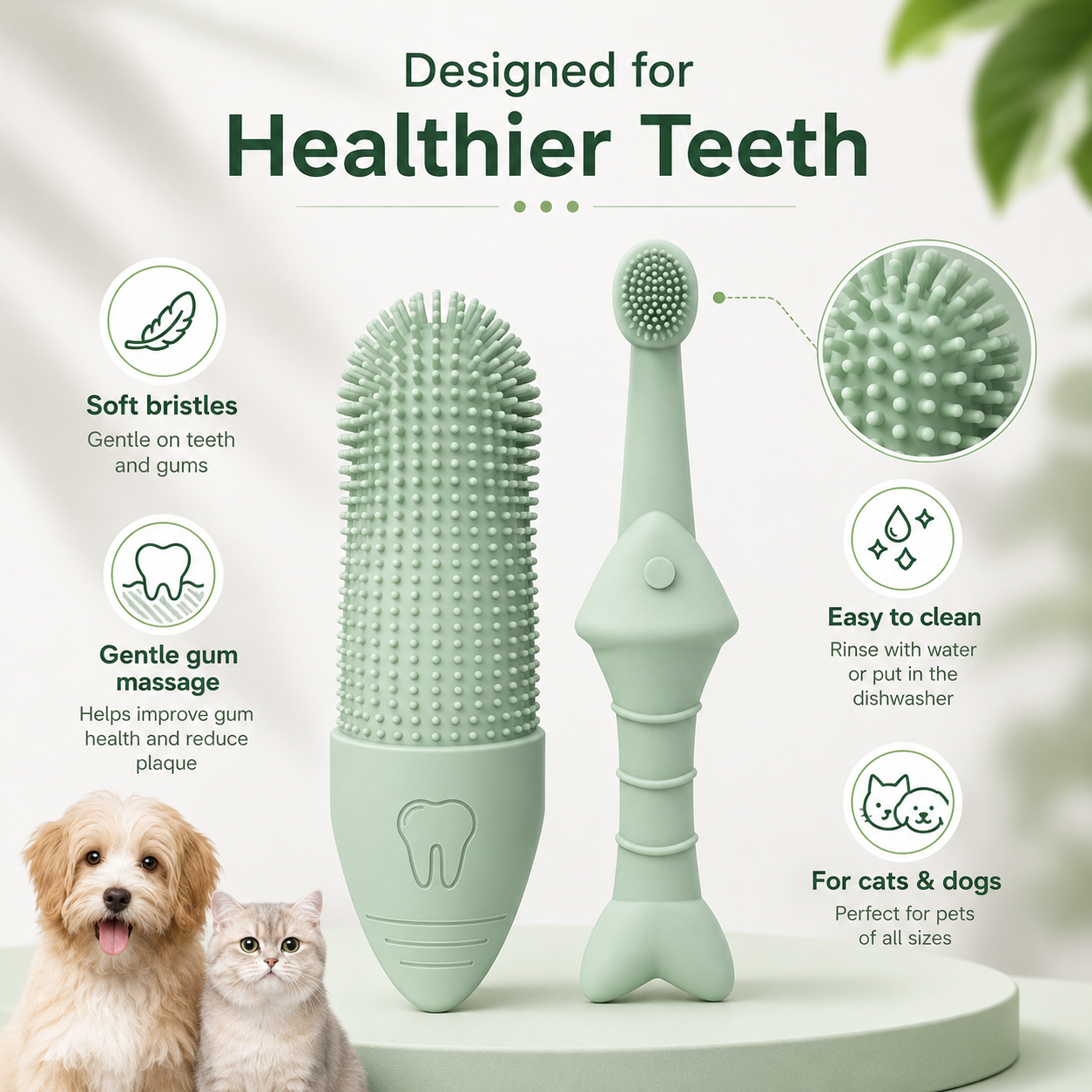 Silicone Cat And Dog Toothbrush