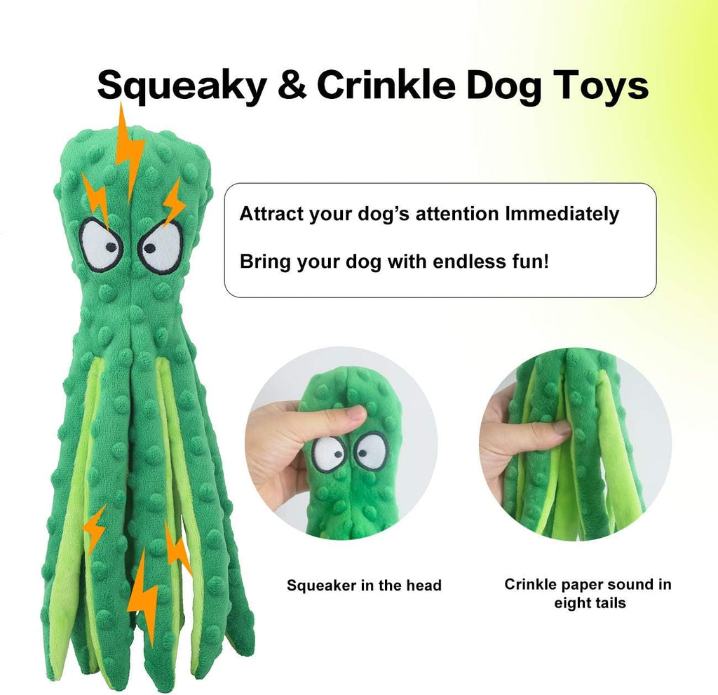Squeaky Crinkly Octopus Dog Toy