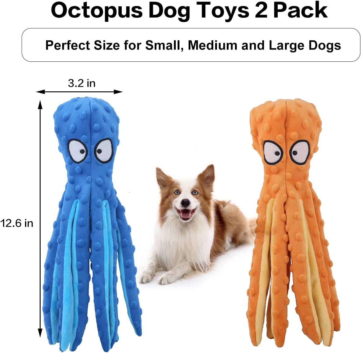 Squeaky Crinkly Octopus Dog Toy